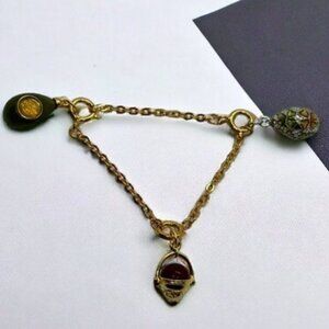 Joan Rivers Egg Necklace Extender‎ Set Clover Cup Moonface Egg Charms Gold Tone